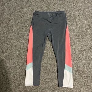 Gray Leggings with Pink and White Accents